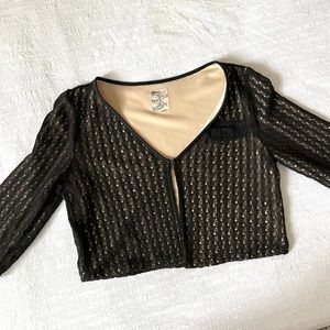 Tulle Anthropologie Cropped Black Lace Cardigan Size Medium